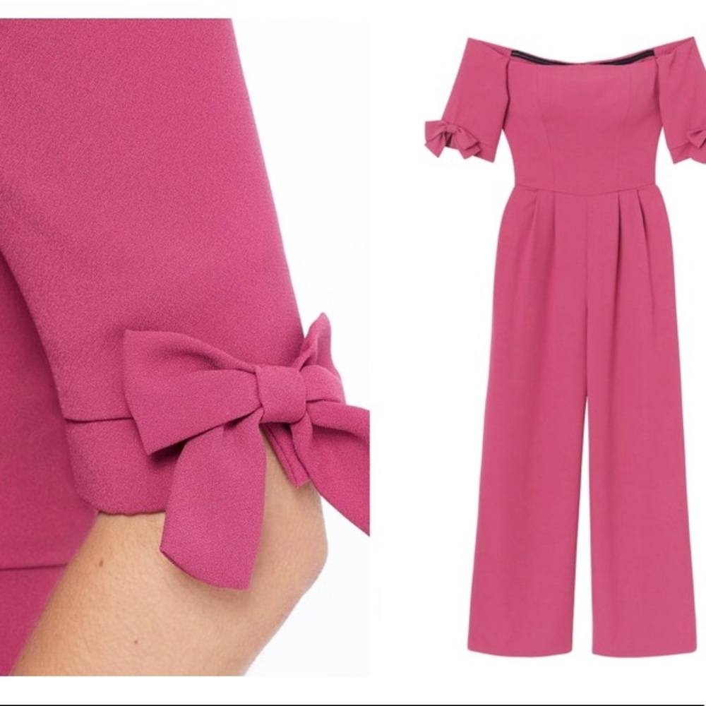 off the shoulder jumpsuit with bow sleeves - Picture 2 of 5